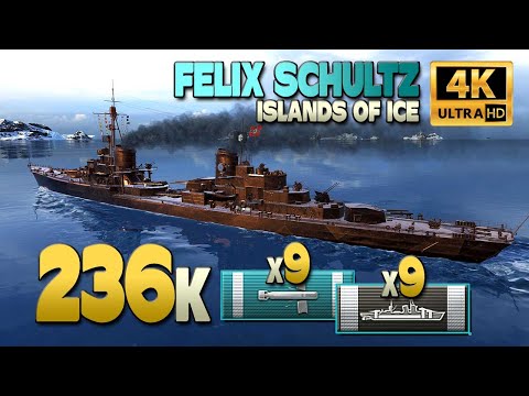 Destroyer Felix Schultz on map Islands of Ice, 236k damage - World of Warships