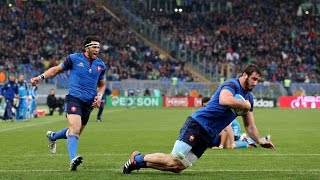 Yoann Maestri crosses for his 1st Try for France, Italy v France, 15th March 2015