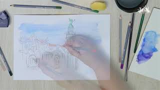 Akvarelové pastelky Faber-Castell Goldfaber Aqua - plechová krabička, 36 barev