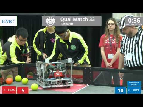 VEX Worlds 2016 - VEX U - Research - Qual 33 (CMAA) 144 vs 118 (UPP2)