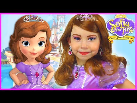 Sofia The First Kids Makeup Disney Princess Pretend Play with Toy & DRESS UP in Real Princess Dress