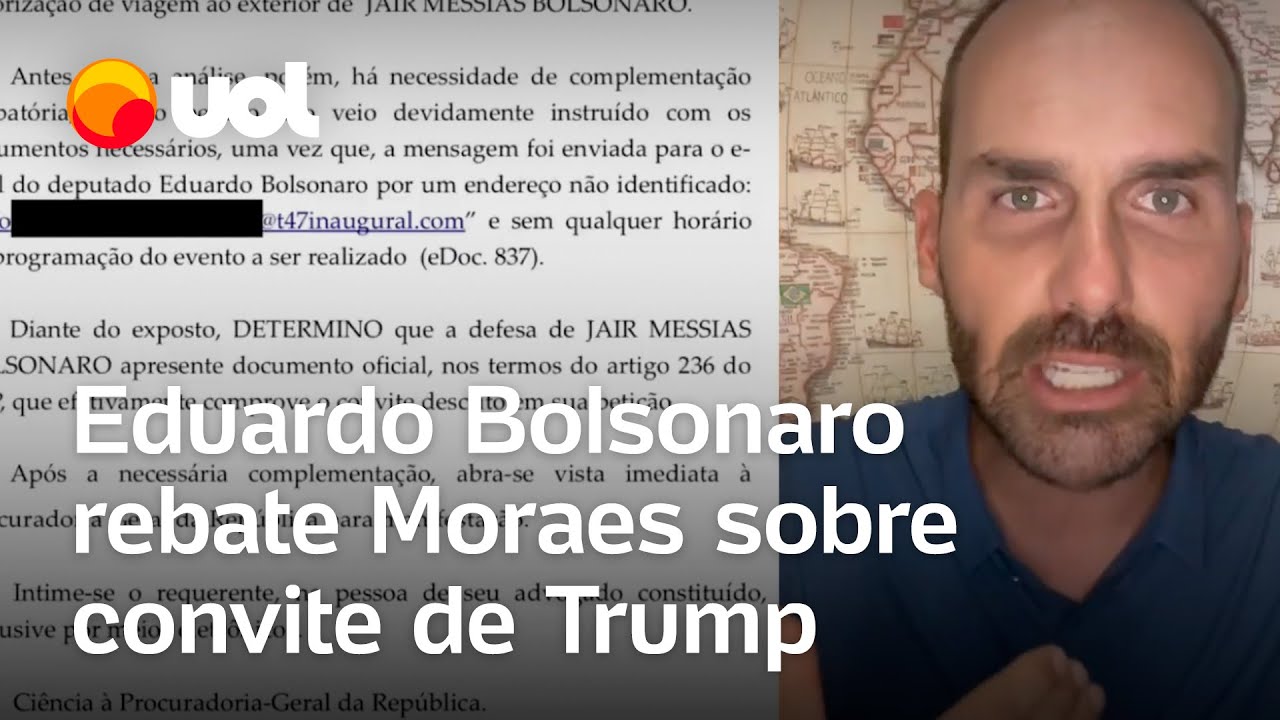 Eduardo Bolsonaro rebate Moraes sobre convite a Bolsonaro para posse de Trump; e-mail é público