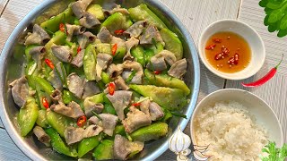 Lòng 2 Da (Phèo Cùng) Xào Mướp thơm ngon| Cách sơ chế Lòng sạch không hôi và xào mướp không ra nước
