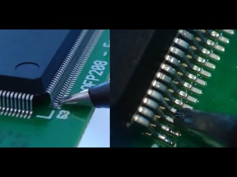 Professional hand soldering surface mount IC's to IPC class 3 - Drag/sweep soldering using flux gel
