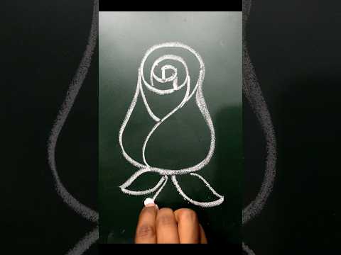 How to draw Rose | Chalk Rose Drawing on greenboard #shorts #rose #art