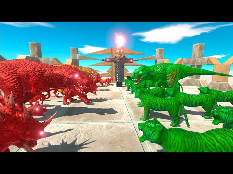 ⚡ ZOMBIE T-Rex Army vs VIRUS T-Rex Army DEATH RUN  - 🦖 Animal Revolt Battle Simulator 🦕