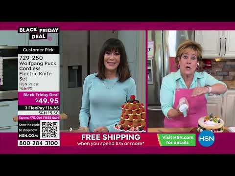 Wolfgang Puck Cordless Rechargeable Electric Knife w/2 S...