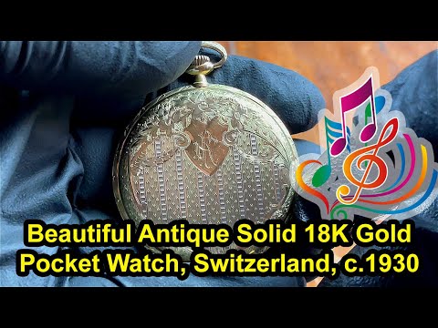 Lindo relógio de bolso antigo em ouro 18K. Suíça, por volta de 1930 (BO-E-014)