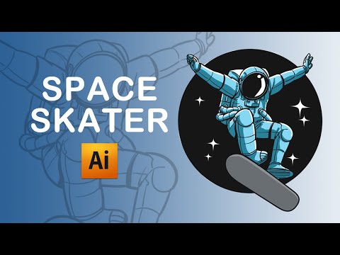 Vector Astronaut Space Skater - Time lapse | Adobe Illustrator