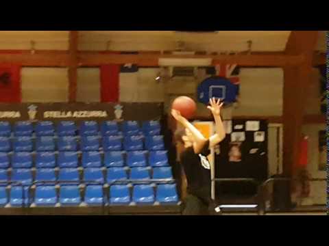 Petar Janjusic goes to the basket during a practice at Stellazzurra Basketball Academy