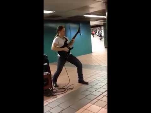 Heavy Metal Busker in Grand Central Station