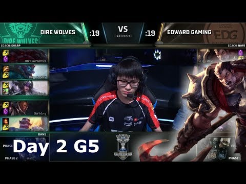 DW vs EDG | Day 2 Play-In Stage S8 LoL Worlds 2018 | Dire Wolves vs Edward Gaming
