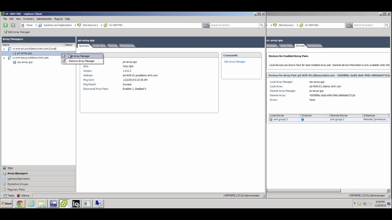 VMware SRM Integration with Tintri ReplicateVM