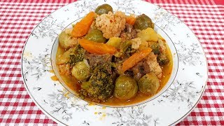 Kış sebzelerinden etli tencere yemeği yaptık - Brüksel Lahanası Yemeği