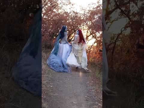 Running slow mo in the Corpse Bride and Wedding Sally dresses