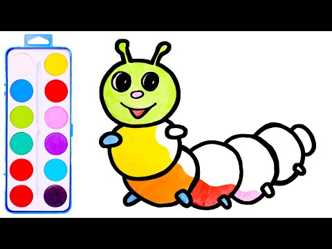 🐛 Dibuja y colorea un gusano 🐛 con los colores del arcoiris 🎨