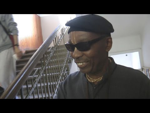 HH Prahladananda Swami and Arcita prabhu leaving the Temple