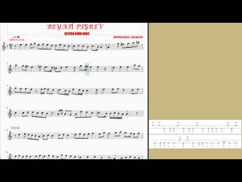 BEYATİ PEŞREV NEYZEN EMİN DEDE İKİNCİ HANE  VE TESLİM SOLFEJ NOTA VE USÜL TAKİPLİ