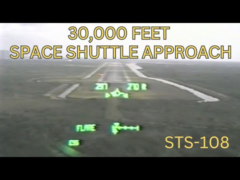 30,000 Feet Approach & Landing | Space Shuttle Endeavour STS-108 | Cockpit HUD View