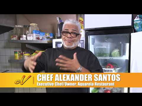 Chef Alexander Santos prepares Roast Pork Leg with Ensalada Rosa and Moro.