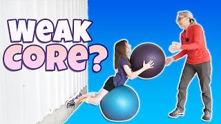 Weak Core? Back? Hips? Try This Therapy Ball Balance Challenge 👧🏻🟣 | Exercise Ball Activities #34
