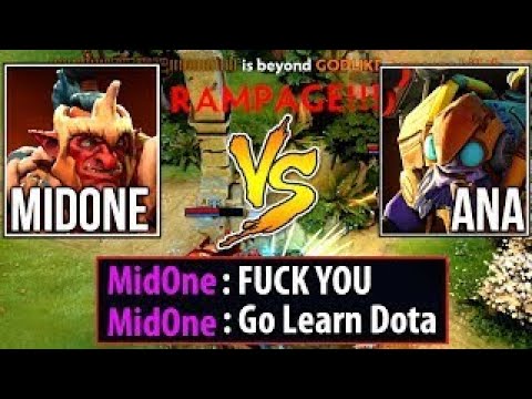9k Mid Battle & Rampage - Ana vs MidOne Funny Trashtalk Dota2