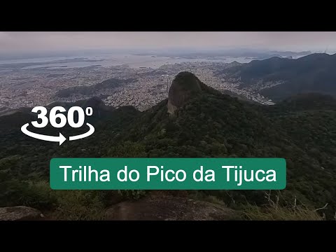 Video 360 da trilha para o topo do Pico da Tijuca, o segundo maior ponto no Rio de Janeiro no Parque Nacional da Tijuca.