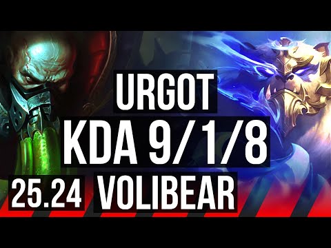URGOT vs VOLIBEAR (TOP) | 9/1/8 | EUW Master | 25.24