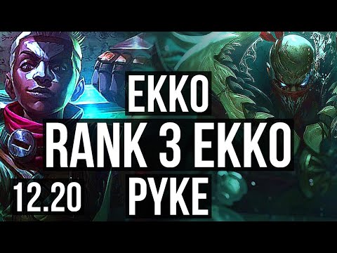EKKO vs PYKE (MID) | Rank 3 Ekko, 2.1M mastery, 7/1/4, Godlike, Rank 17 | TR Challenger | 12.20