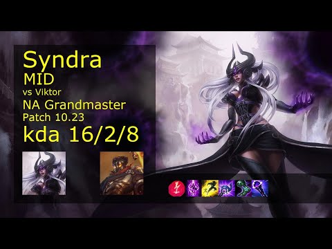 Syndra Mid vs Viktor - NA Grandmaster 16/2/8 Patch 10.23 Gameplay
