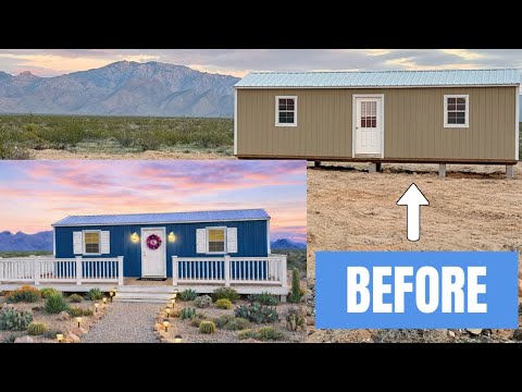 TURNING A USED REPOED SHED INTO A GORGEOUS DESERT RETREAT! PHASE 1 NEW PAINT!