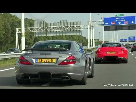 Mercedes-Benz SL65 AMG BS + 599 GTB + 430 Scuderia + Murcielago!