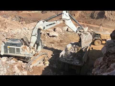 Liebherr 984 Excavator Loading Caterpillar Dumpers - Labrianidis SA