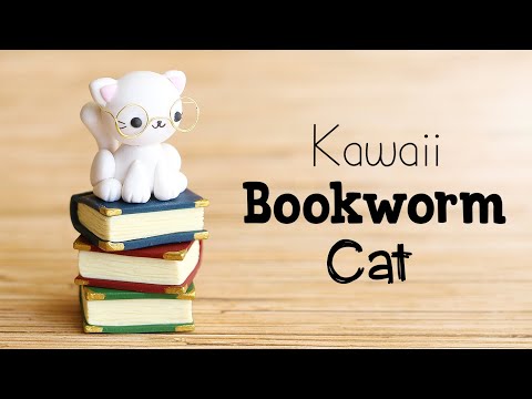 Kawaii Bookworm Cat│Polymer Clay Tutorial
