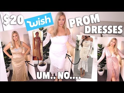 TRYING ON $20 WISH PROM DRESSES Video