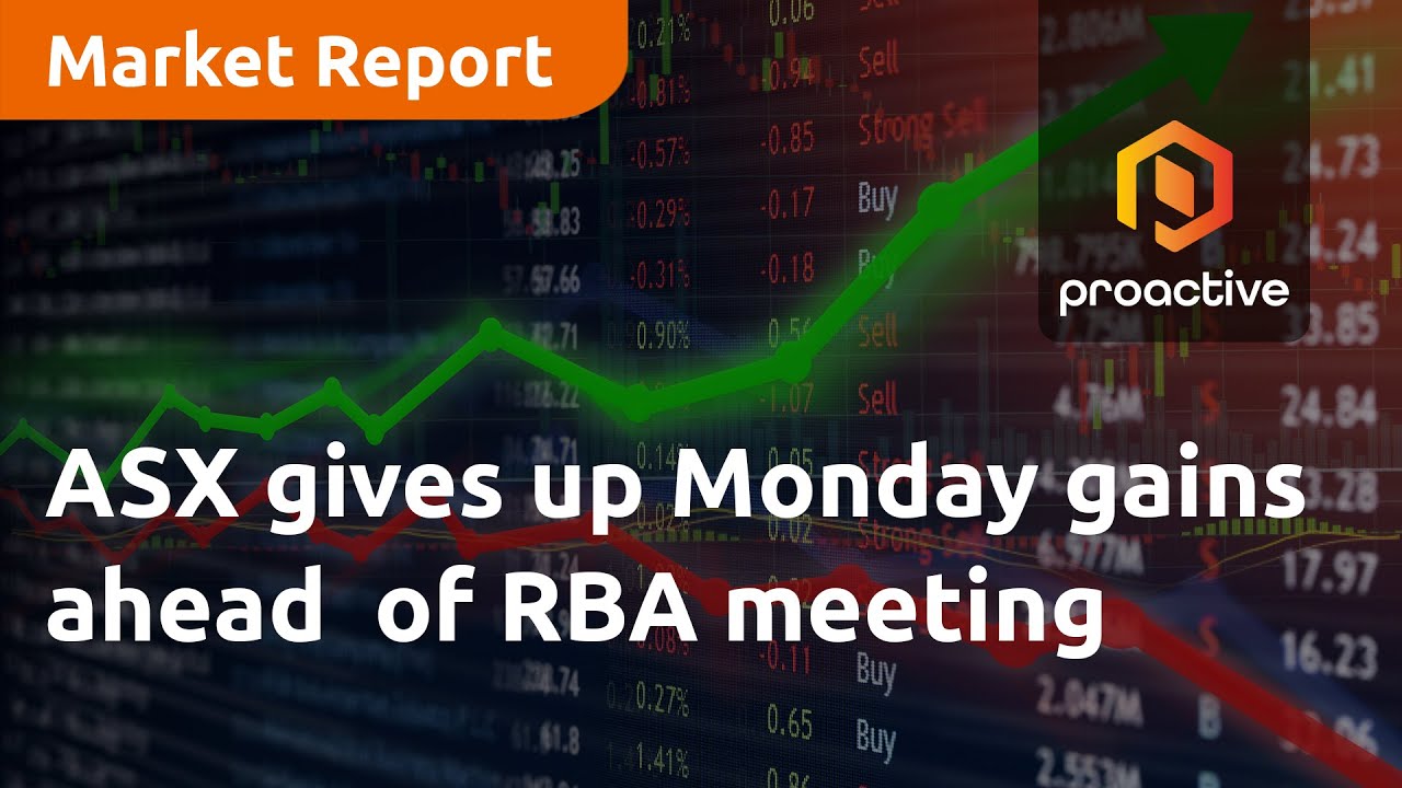 ASX gives up Monday gains ahead of RBA meeting - Market Report
