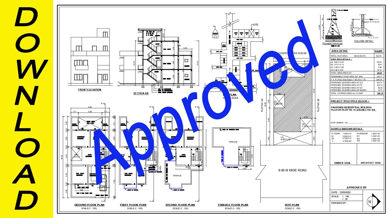 Submission Drawing | Floor Plan, Site Plan, Key Plan, Front Elevation, Section, Foundation Plan