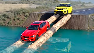 Download lagu Cars vs Impossible Log Bridge Challenge in BeamNG Drive! mp3
