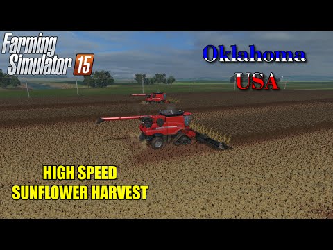 Farming Simulator 2015 Oklahoma USA High Speed Sunflower Harvest