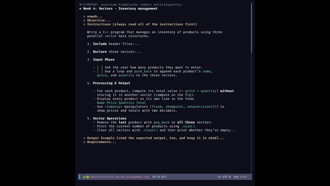 Vectors: Inventory Management Problem