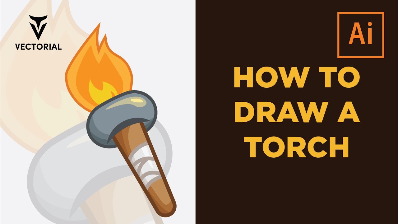 How to draw cartoon style torch in Adobe Illustrator