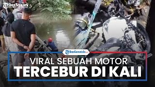Viral Video Penyelamatan Sepeda Motor yang Tercebur ke Kali, Peristiwa Terjadi karena Rem Blong