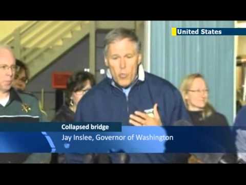 Washington State bridge collapse: heavy goods lorry reportedly hit girder to cause collapse
