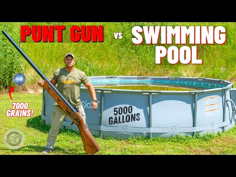 PUNT GUN vs Swimming Pool (5000 Gallons Of Water !!!)