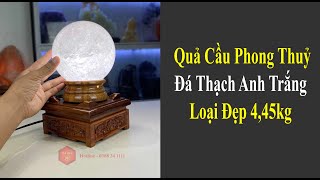 Quả Cầu Đá Thạch Anh Trắng Tự Nhiên Chất Trong Kiểm Định IGG Đế Đèn