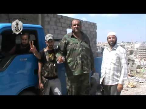 استهداف تحصينات قوات النظام في درعا المحطة بواسطة مدفع بي 10 من قبل كتيبة أكناف العمري