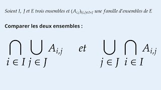 Union of intersections and intersection of unions of sets. Corrected exercise on sets