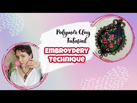 Embroidery Technique Polymer Clay Tutorial ▴Necklace out of Polymer Clay