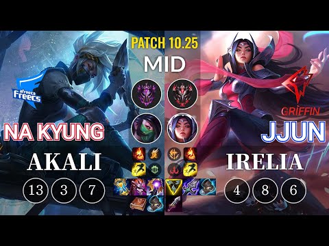 AF Na Kyung Akali vs GRF jjun Irelia Mid - KR Patch 10.25