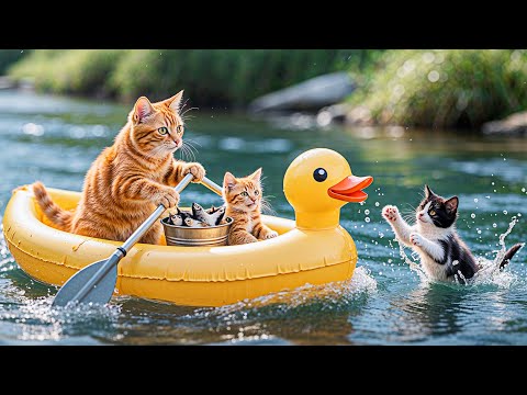 Mama Cat & Kitten Rescue Lost Kitten While Fishing By The River and Picnic Adventure Together 🐾🐱💦